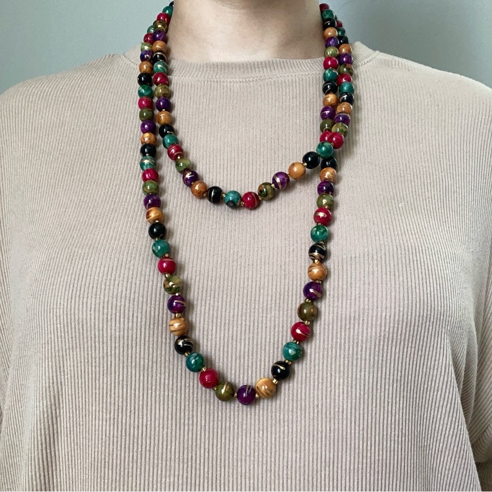 Vintage Multicolor Beaded Layering Strand Necklace